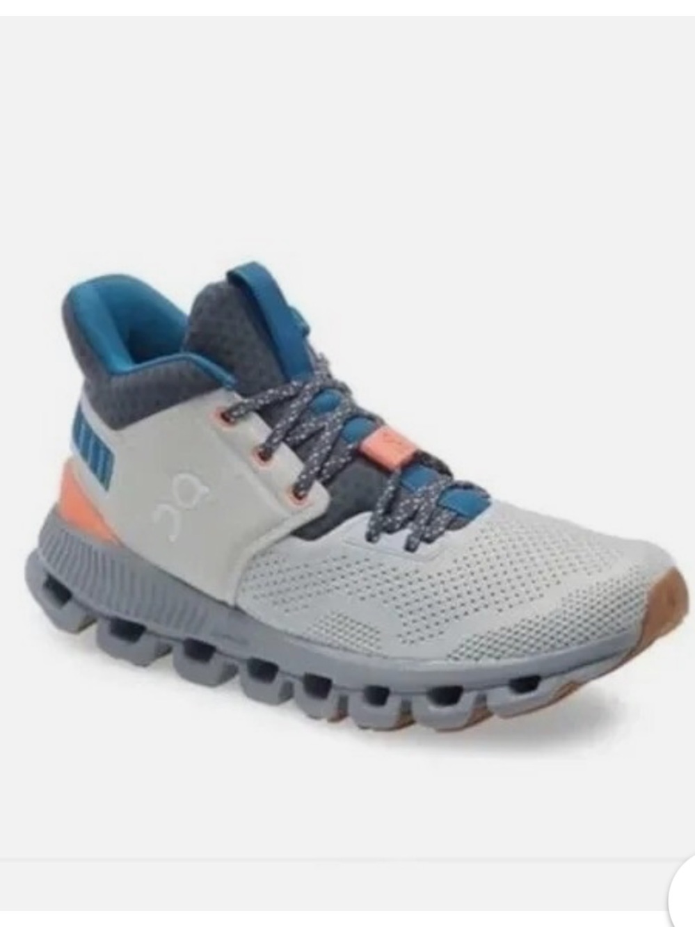 On Running Woman’s Lightweight Athletic Sneakers - Gray/Blue with Coral Accent